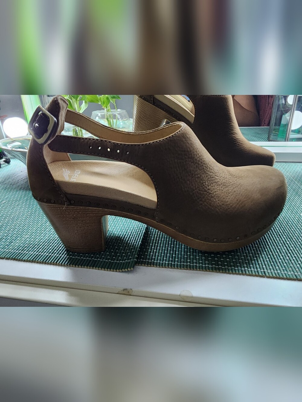 ✨ Dansko Brown Leather Clog Heel Sandals EU 39  Adjustable Ankle Strap C